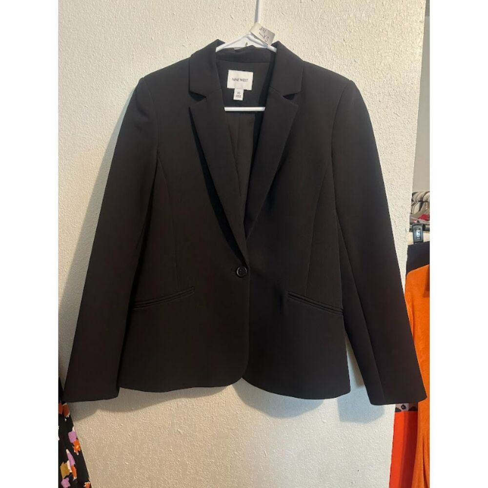 Nine West Black Classic Single-Button Blazer Office & Business Casual
